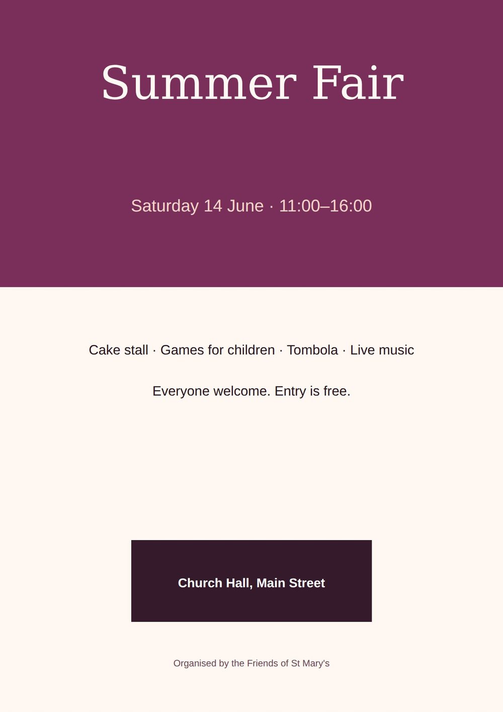 A summer fair flyer